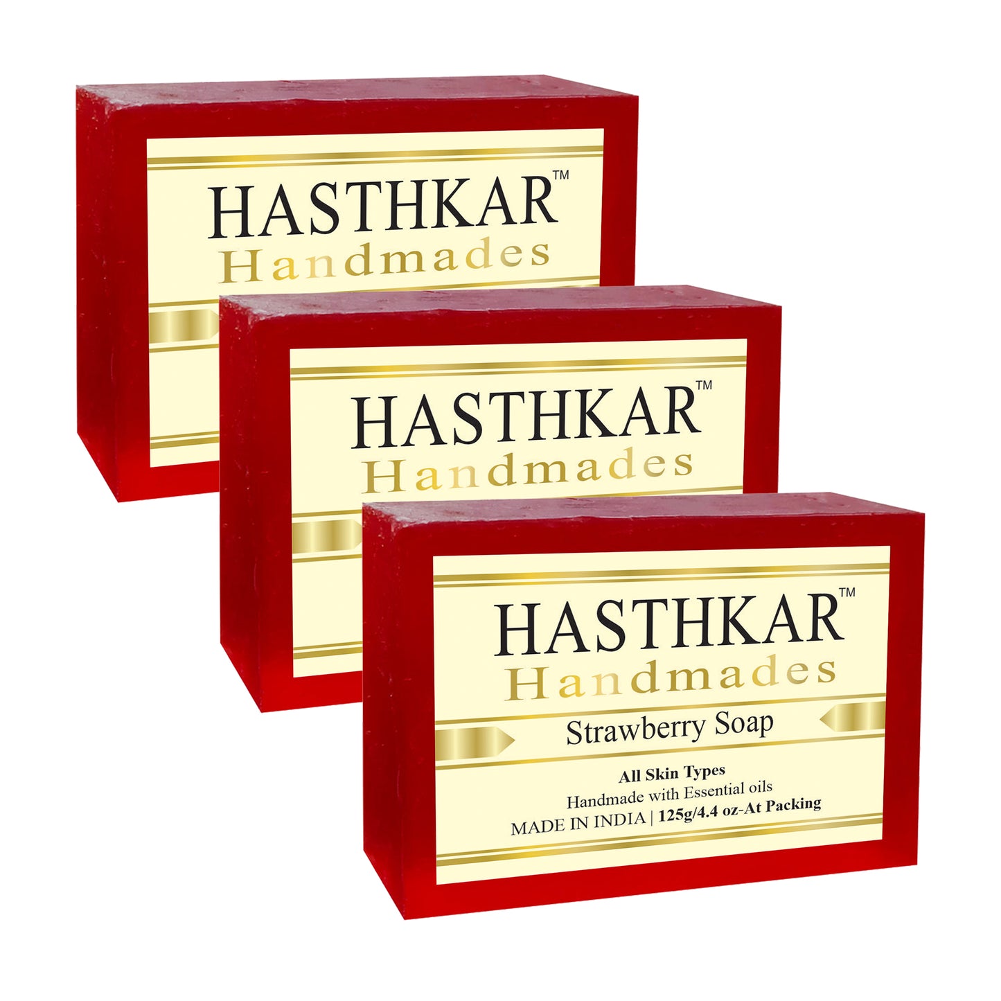 Hasthkar Handmades strawberry bath soap men women pack of 3