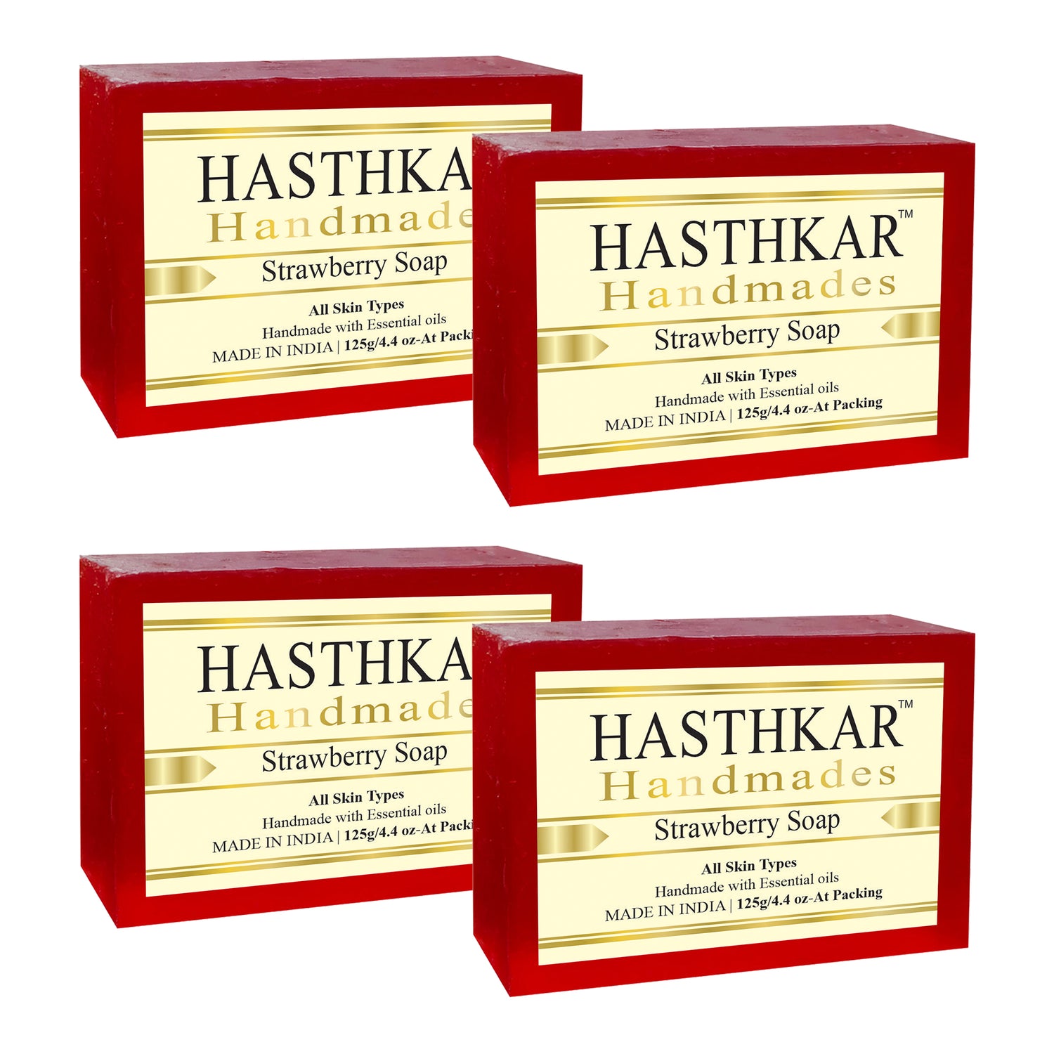 Hasthkar Handmades strawberry bath soap men women pack of 4
