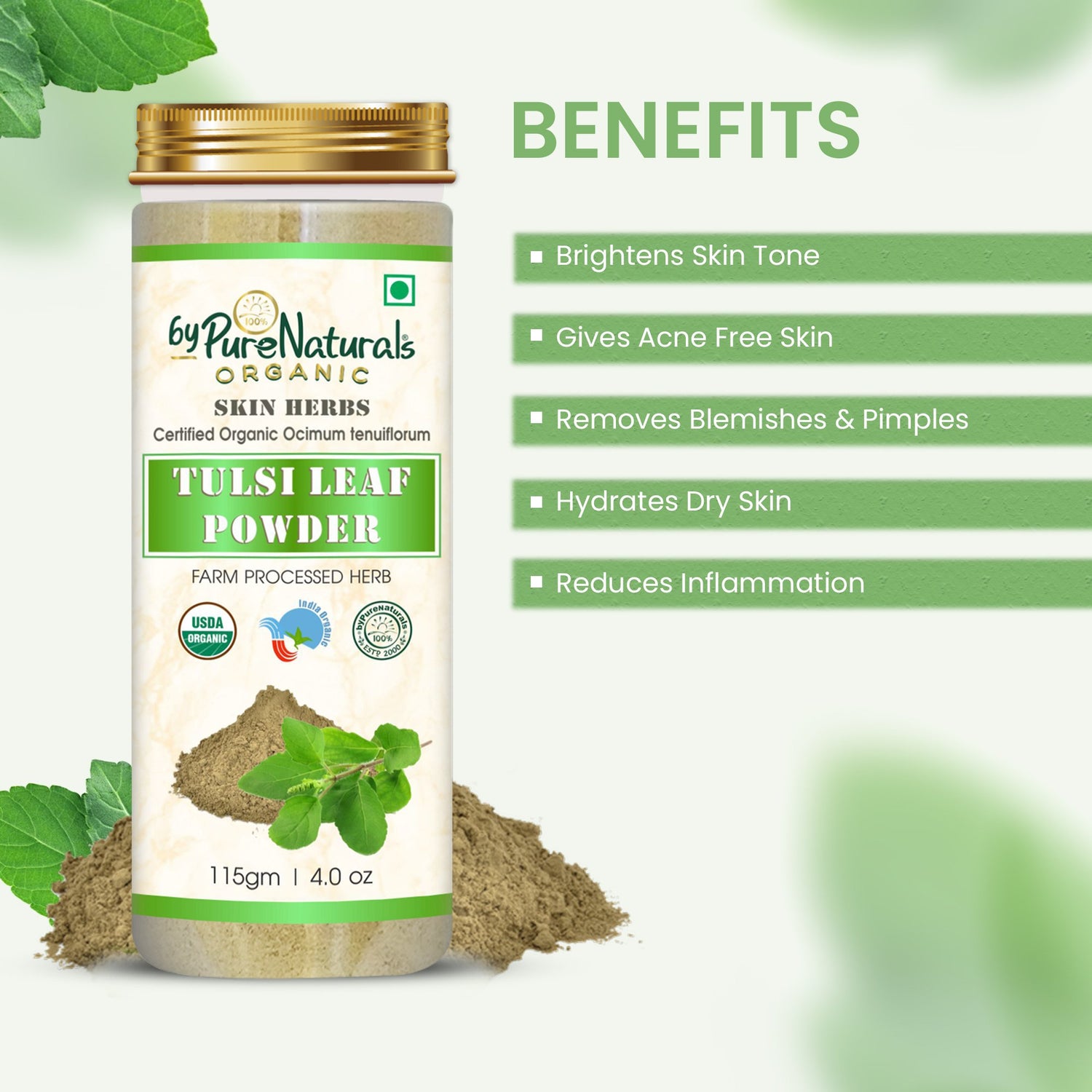 Organic Tulsi Leaf Herb Powder byPureNaturals-2