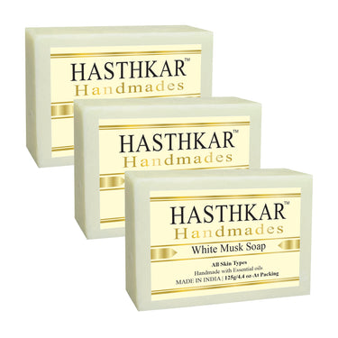 Hasthkar Handmade Glycerine White Musk Soap- 125gm - BuyPureNaturals